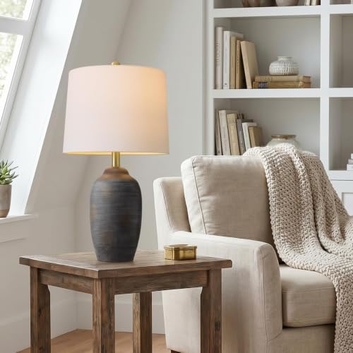 24.5" Ceramic Black Lamp for Living Room with Pre