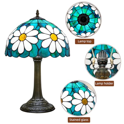 Tiffany Style Stained Glass Table Lamp Chrysanthemum Table Lamp Bedroom Bedside Lamp Living Room Dining Room Office Decoration Desk Lamp Home Decoration Creative Gift