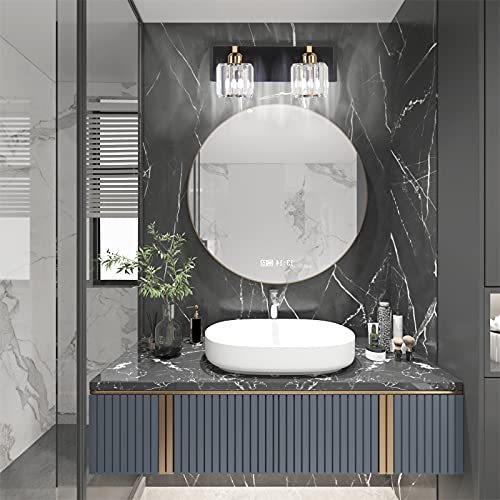 Vanity Lighting Fixtures for Bathroom Matte Black Vanity Lights Fixtures Crystal 2 Lights Wall Light Fixture Over Mirror