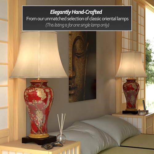 30" Glazed Sakura Blossom Vase Lamp