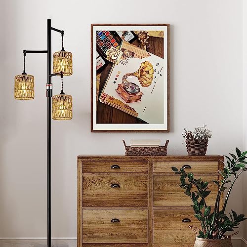 3 Pack Rattan Lamp Shade Small Boho Shades Replacement (3 Count)