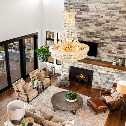 Modern Crystal Chandelier Gold Empire Hanging Chandelier