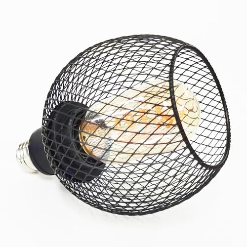 E26 Edison Decorative Light Bulb with Black Metal Cage Vintage Unique Light Fixture