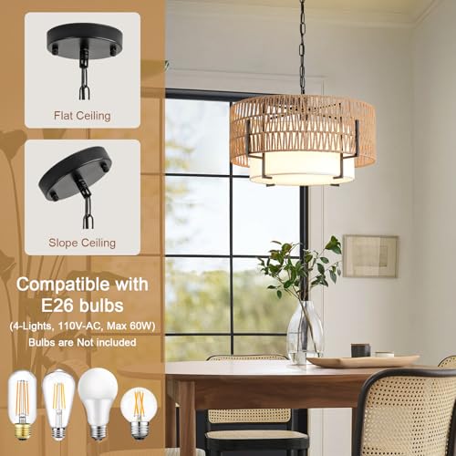 4 Light Boho Chandelier for Dining Room