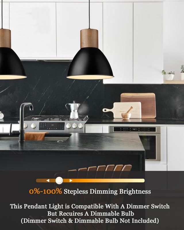 Solid Wood Metal Pendant Light Fixtures
