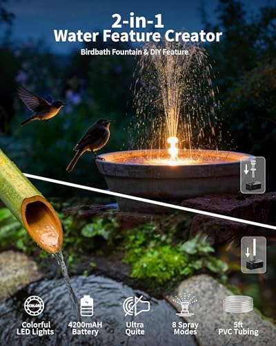 12W Solar Fountain Pump with 4200mAh Battery Backup