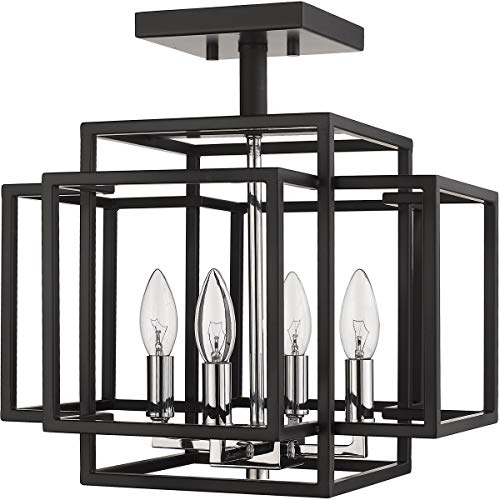 454SF-BK-CH 4 Light Semi Flush Mount, Black & Chrome