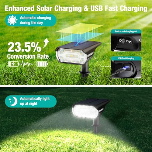 Solar Spot Lights Outdoor Color Changing Solar Lights Outdoor (4 Count)