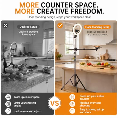 Upgrade Tripod Ring Light Stand with 2 Telescopic Arms