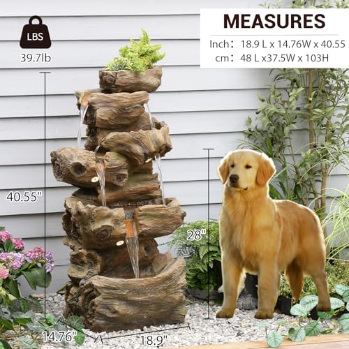 40.6" H Wood Like Water Fountain Indoor & Outdoor 5