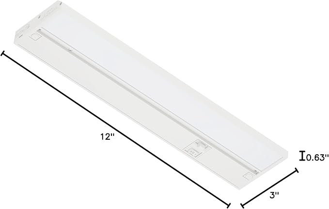 LAGOM Halo Under Cabinet Light, 12‑Inch Hardwired Dimmable LED, 2700K/4000K/5000K, Power Cord Sold Separately, White, UC0112WH27