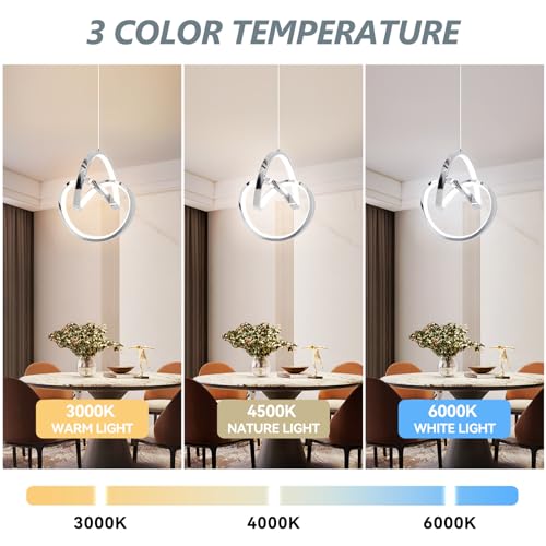 Modern LED Pendant Light Fixtures Pendant Lights Kitchen Island Lighting Adjustable Height Chrome Hanging Lamp for Dining Room Bedroom Living Room