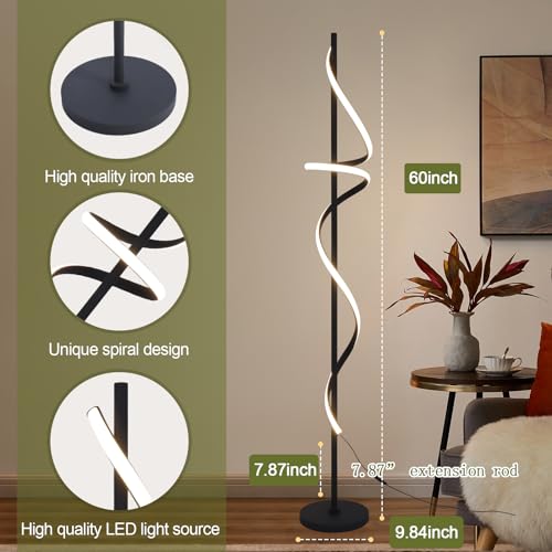 Modern Spiral Floor Lamp with Remote Control