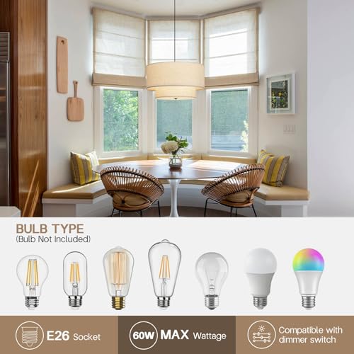 18" Modern Double Drum Fabric Pendant Light