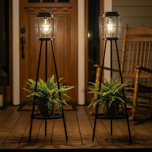 Solar Lights with Plant Stand