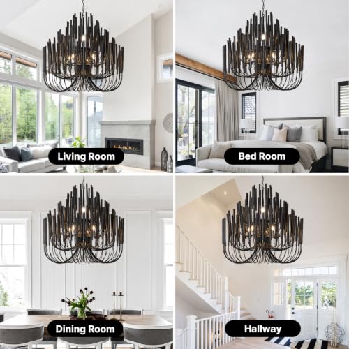 Black Wood Chandelier
