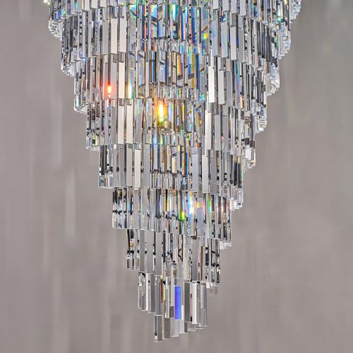 36'' Spiral Crystal Chandelier Black Modern Light Fixture