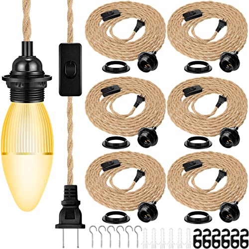 6 Pcs Pendant Light Cord Kit 15 ft Plug in E26 Socket Switch (6 Count)