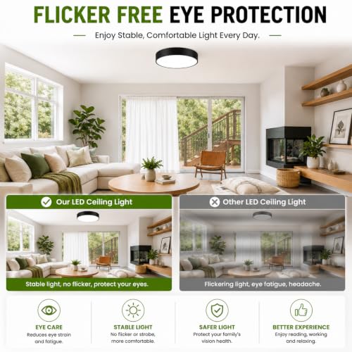 2 Pack 13Inch Black Ceiling Light (Black-2pack)