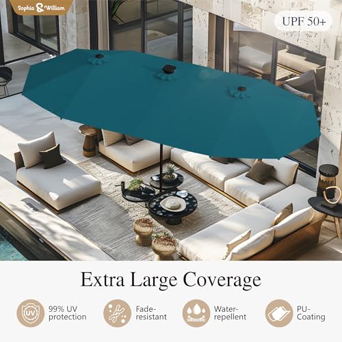 13ft Outdoor Patio Umbrella with Solar Lights
