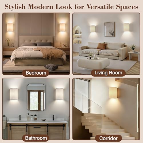Battery Operated Rechargeable Wall Sconce Set of Two with 10000mAh Battery (2 Count)