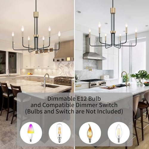 Modern Black and Gold Chandelier 6 Lights Farmhouse Light Fixtures