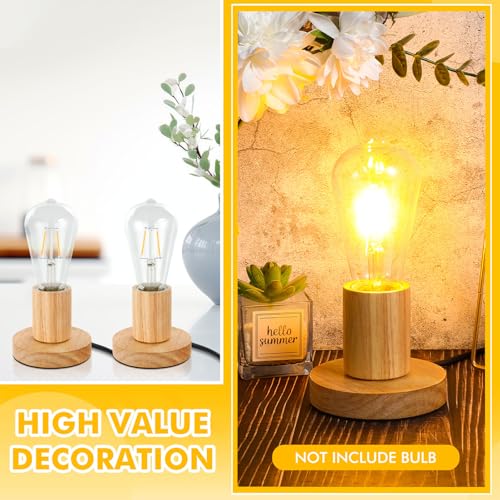 2 Pcs Polished Metal Desktop Lamp Base E26 E27 Screw Light Bulb Holder Sockets Night Light Base Lamp Replacement for Holding Bulb 6 Feet Cord on Off Switch Plug (2 Count)