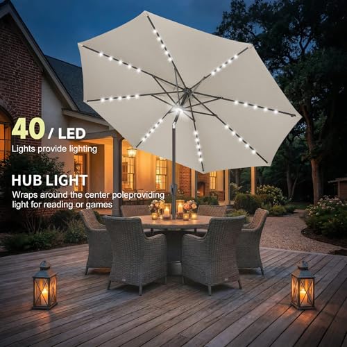 Solar Patio Umbrella with Centre Light