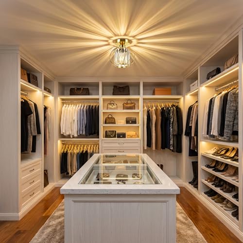 Gold Crystal Ceiling Light Fixture (2 Count)