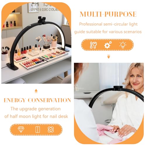 Foldable Large Half Moon LED Light for Table Nail Desk with Phone Stand