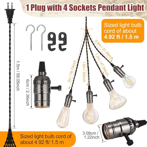 2 Pcs Pendant Light Sockets Cord Kit