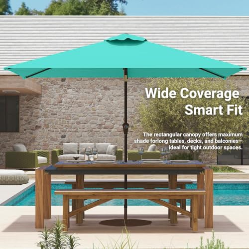 6.5' x 10' Rectangular Patio Umbrella Large Outdoor Market Umbrella w