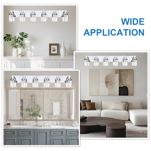 6 Light LED Bathroom Light Fixtures Chrome