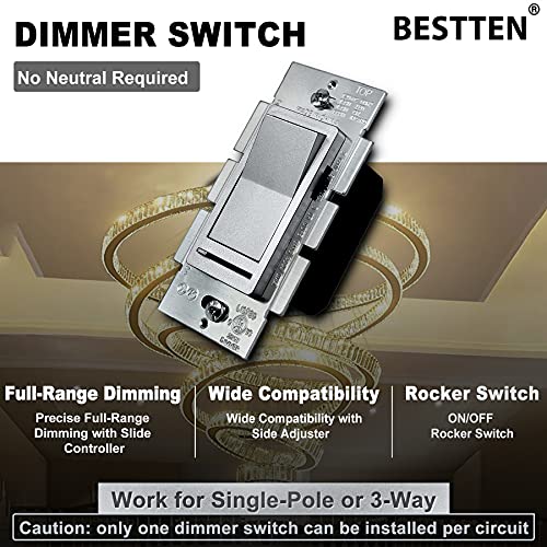 10 Pack Matte Silver Dimmer Light Switch (10 Count)