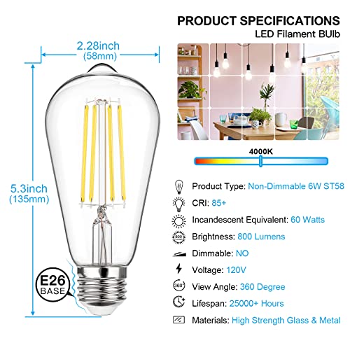 Vintage LED Edison Bulbs 60 Watt Equivalent (12 Count)