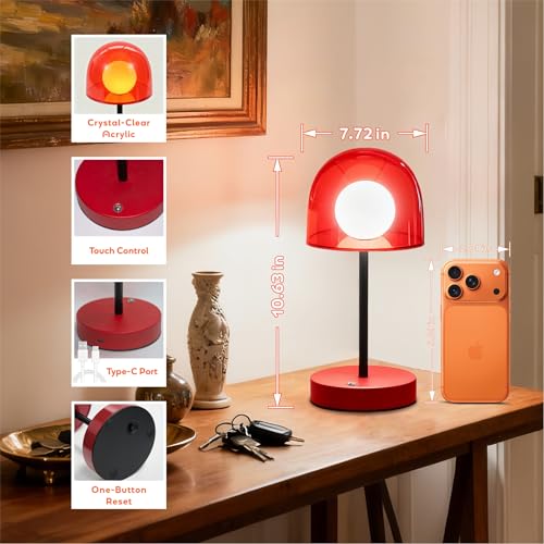 Cordless Red Table Lamp
