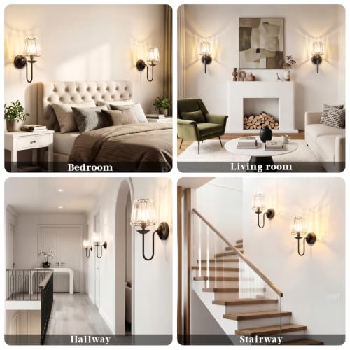 Black Battery Operated Wall Sconces Set of Two