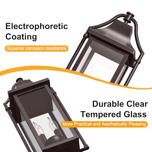 Waterproof 23IN Outdoor Post Lights with Pier Mount Base