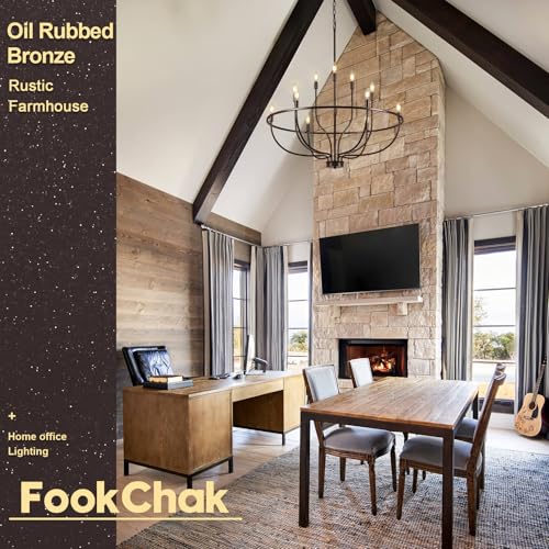 12 Light Farmhouse Oil Rubbed Bronze Chandelier Large High Ceiling Foyer Metal Candle Chandeliers for Dining Room Hanging Lighting for Kitchen Living Room Entryway