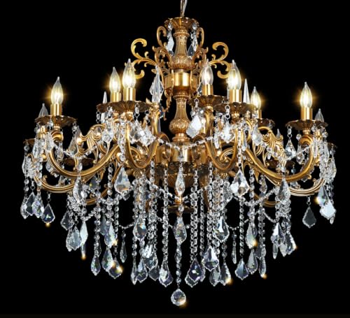 Modern Crystal Chandelier Antique Gold Chandelier Luxury 36.4"