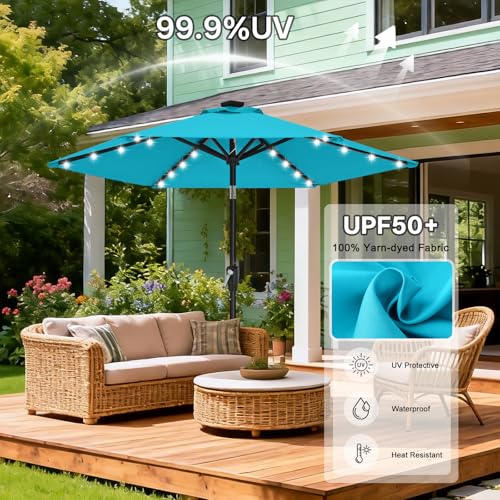 Solar Led Patio Umbrella with 24 Lights 7.5FT