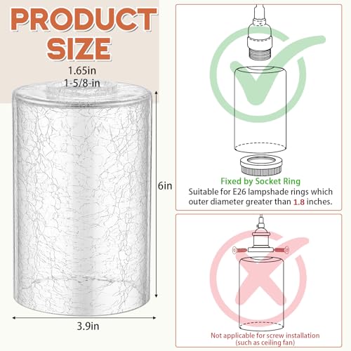 6 Pcs Clear Crackle Glass Lamp Shade 1 (6 Count)