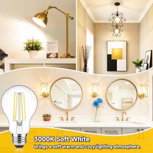 A19 Vintage LED Edison Bulbs Dimmable 60W Equivalent High Brightness (4 Count)