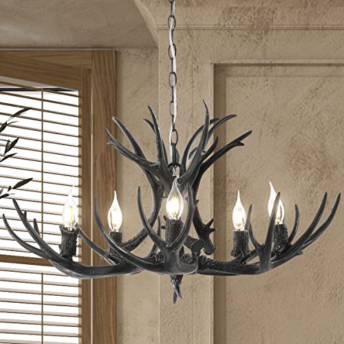 Eldora 5 Light Resin Antler Chandelier 30"