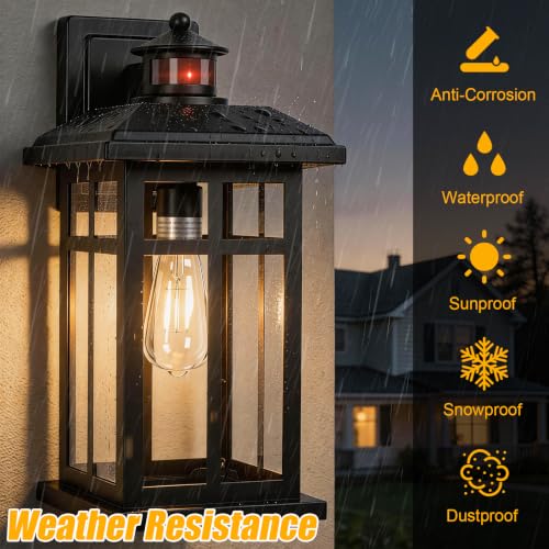 2 Pack 16" Large Black Outdoor Wall Light (2 Count)