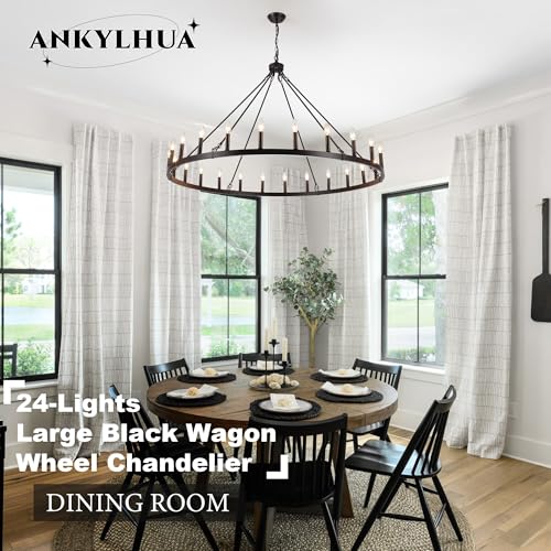 52 inches Black Wagon Wheel Chandelier