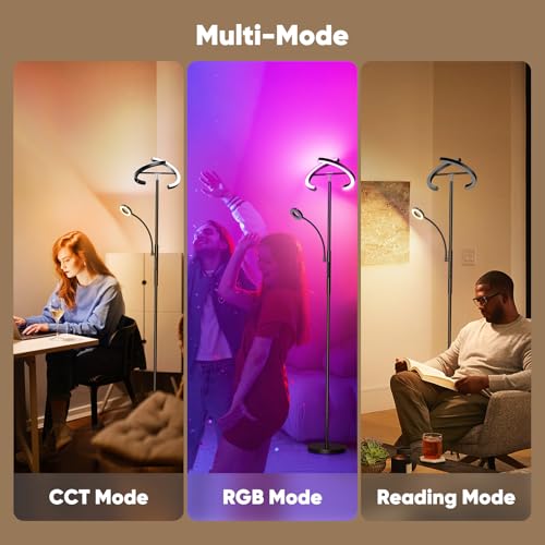 Upgraded 36W RGBCW Floor Lamp with Ring Reading Lamp