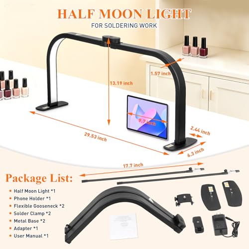 Half Moon Nail Light for Desk with Soldering Clips & Phone Holder (5 Count)