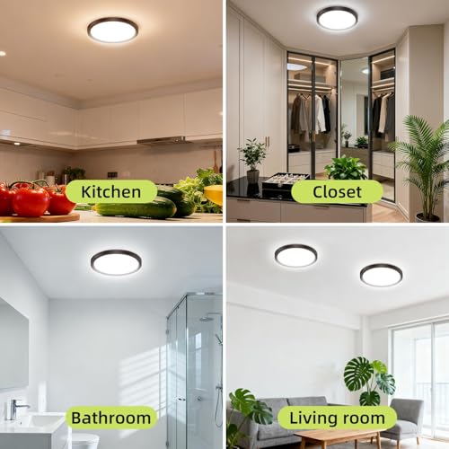 4PACK Flush Mount LED Ceiling Light Fixture 5CCT 7Inch 15W & 100W Equivalent Closet Light Fixture (4 Count)