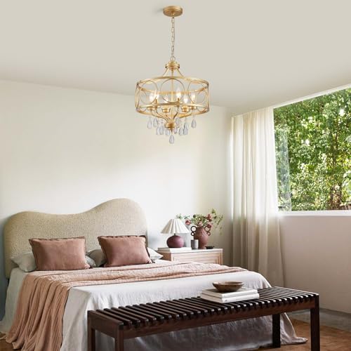 6 Light Modern Gold Crystal Chandelier